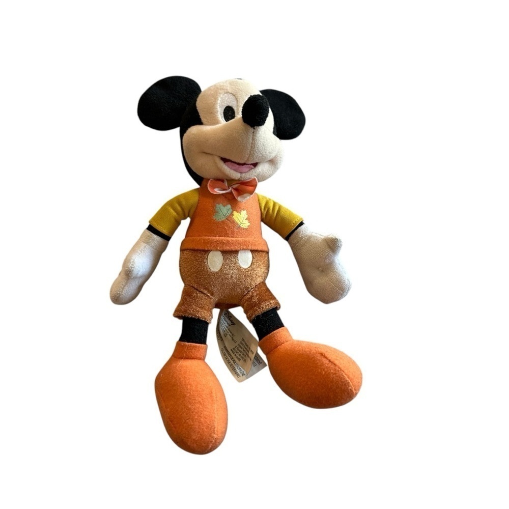 Disney Stuffed Mickey Mouse Plush Orange Black
